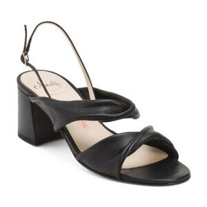 AMALFI Made In Italy Leather Estro Dual Strap Heeled Sandals